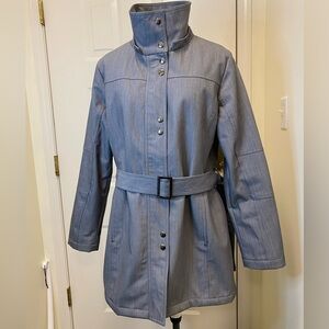 Kristin Blake Grey Belted Trench Coat light winter jacket large